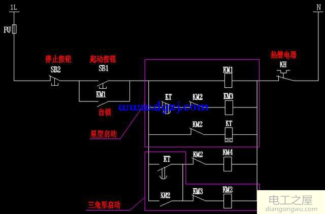 閉式星三角啟動電路圖詳解